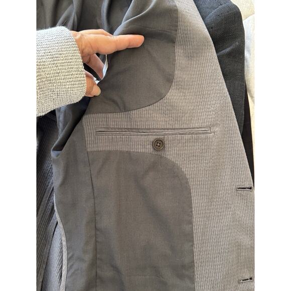 John Varvatos Seersucker Jacket Blazer 38 JVS1050B Cotton Zipper Pocket Office - Picture 12 of 16